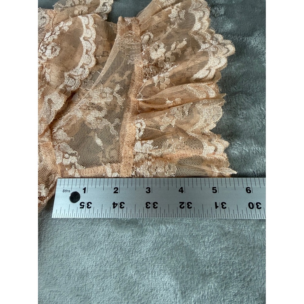 Tulip B Peach Floral Lace Mock Neck Ruffle Sleeve Top JT2201F7 - Picture 7 of 8